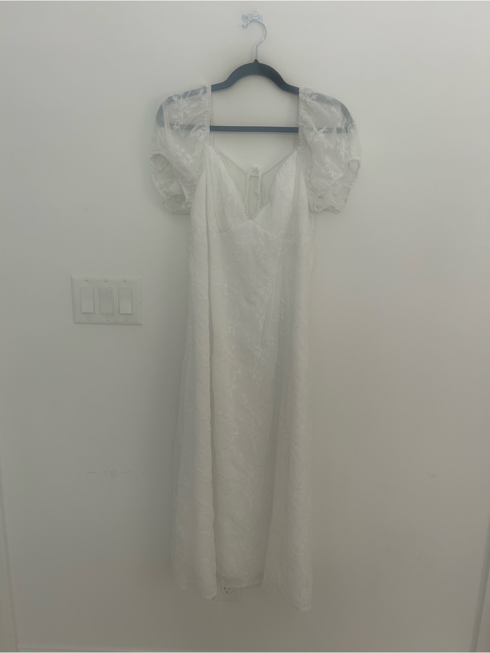 Altar’d State White Embroidered Puff Sleeve Maxi Dress Open Back XXL